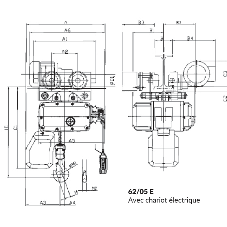 Palan électrique à chaîne Hadef® 62/05 - REF : 61000 - Compact et silencieux pour levage vertical jusqu'à 2t_1