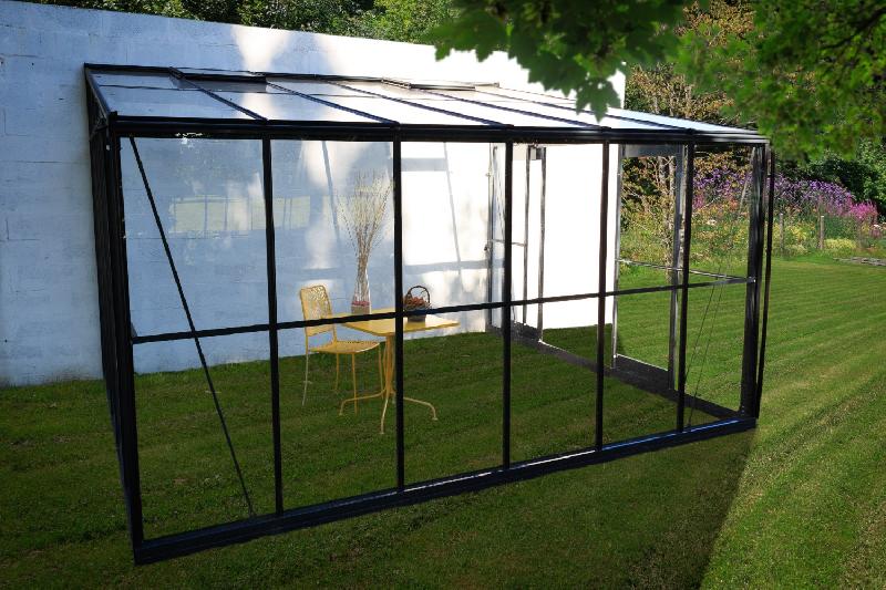 Serre d'hiver en verre adossable - 12 m² - Grise_1