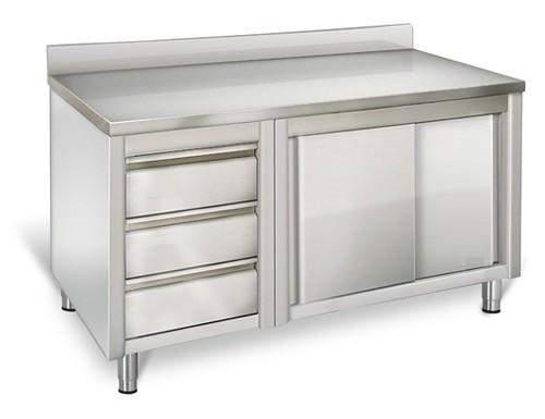 Armoire inox sur pieds 180x60cm - tiroirs à gauche_1