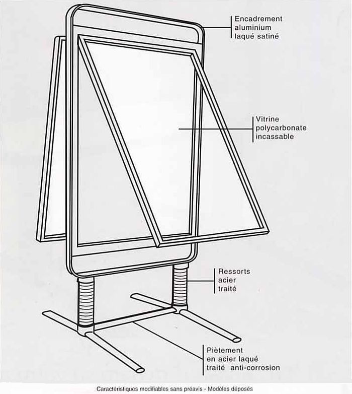 Panneau d'affichage sur ressorts - 80 x 60 cm - Réf : ARGR001_1