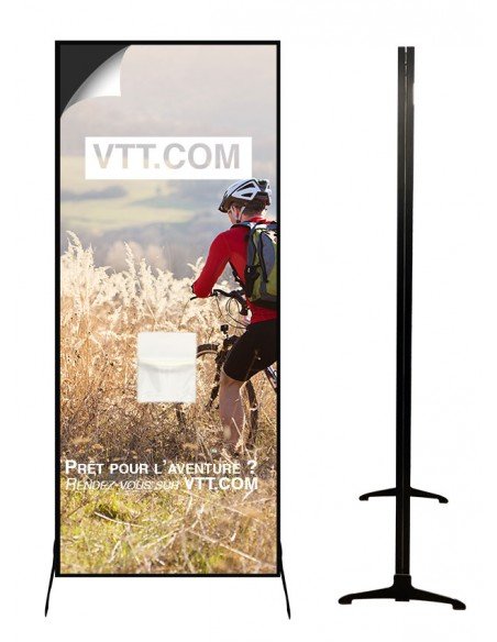 Totem visuel magnétique en tissu tendu - PLV - 60x160 cm - Base aluminium anodisé_1