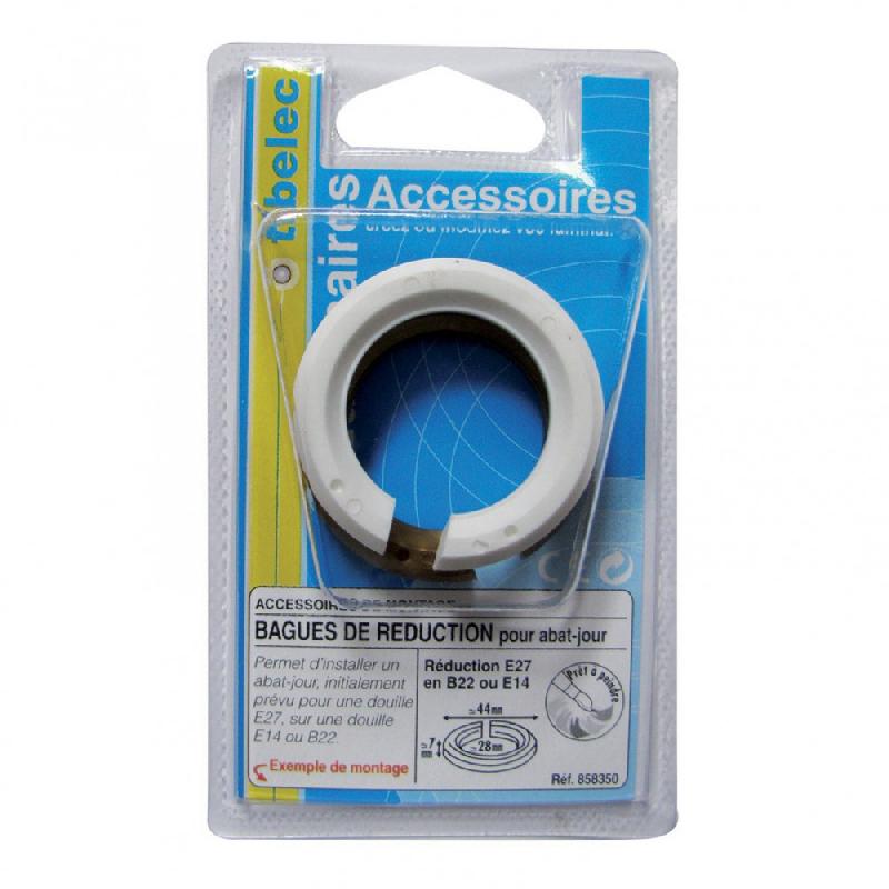 Lot de 2 bagues abat-jour B22/E14 - TIBELEC, plastique, or et blanc, diamètre 44 mm_1