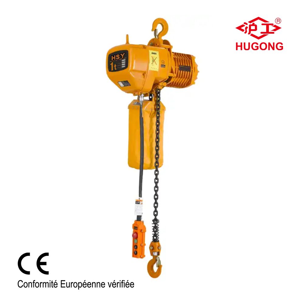Palan électrique industriel à chaîne - 1T, 10M avec crochet de sécurité et double système de freinage_1