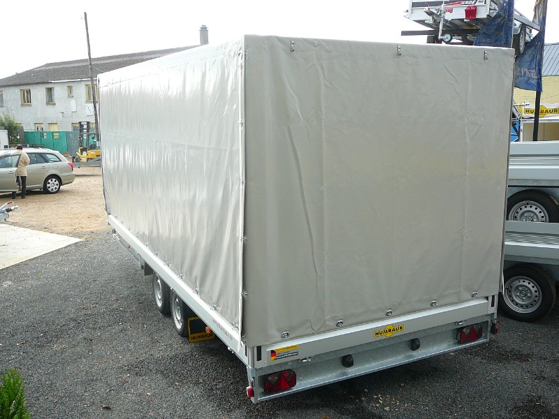 Remorque plateau HUMBAUR HN 355221 GR - 2 essieux, roues surbaissées, ridelles alu, PTAC 3500 kg_1