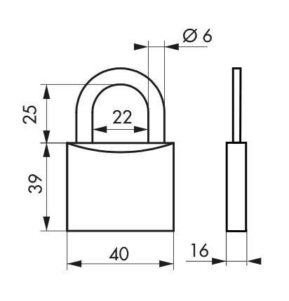 Cadenas à clé inox 40 mm - corps et anse inox, mécanisme à goupilles, double verrouillage - THIRARD 00090404_1