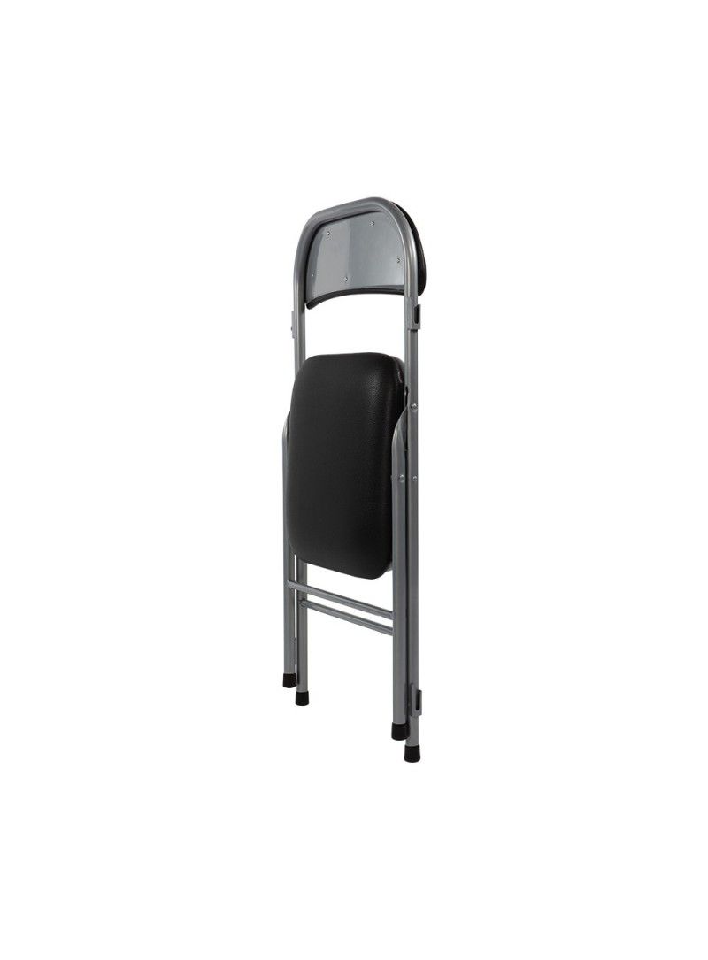 Hortense - chaise pliante attachable en vinyle noir - Vif Furniture argent/noir - référence HORTATT TAR VHAWG016_1