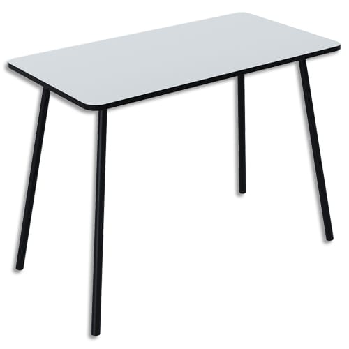 Bureau droit Home Office POPM - plateau mélaminé 19 mm - coloris blanc et noir - dimensions 100x50x75 cm_0