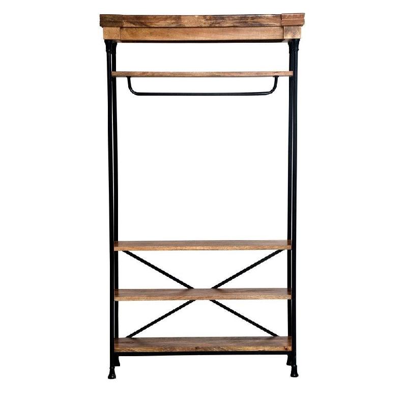 Etagère penderie métal noir et bois Portland L117 x P39 x H214 cm_1