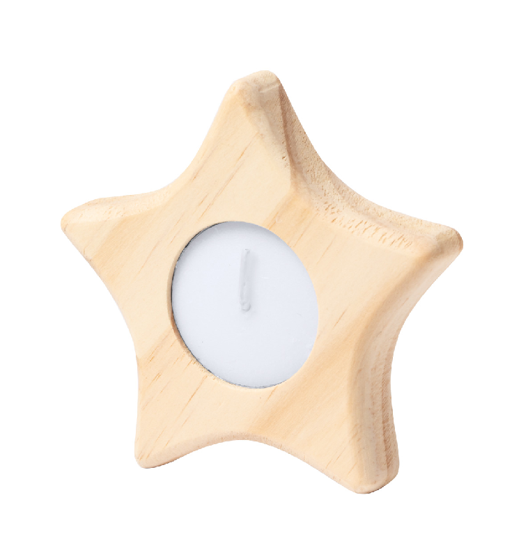 Bougie de Noël - Bougeoir en bois naturel avec lumière de thé - 37g_1