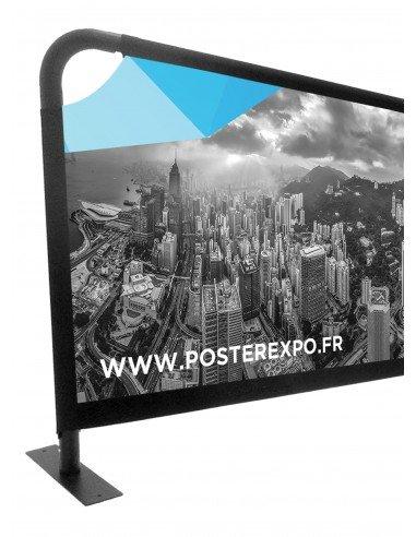 Barrière publicitaire de sécurité à personnaliser - Référence: BAR-PUB - Structure en carbone noir - Impression recto verso_1