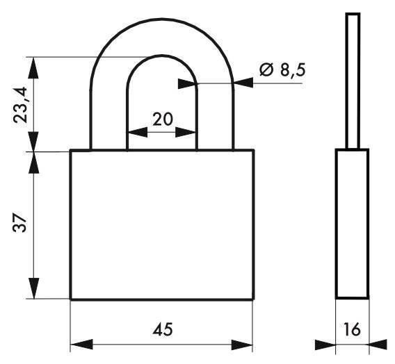 Cadenas à clé 520 - 45 mm - Corps en laiton monobloc et anse interchangeable_1