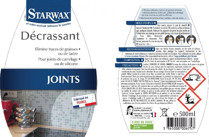 Décrassant joints silicone STARWAX - Élimine traces noires et calcaire - Pulvérisateur 0.5 L_1