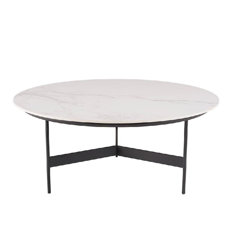 Table basse ronde DILA 78 cm - plateau effet marbre robuste et design moderne_1