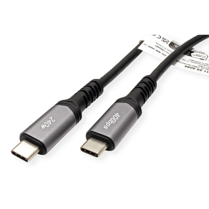 VALUE Câble USB4 Gen3x2, C–C, M/M, 8K UHD-2, 40Gbit/s, 240W, noir, 1 m_1