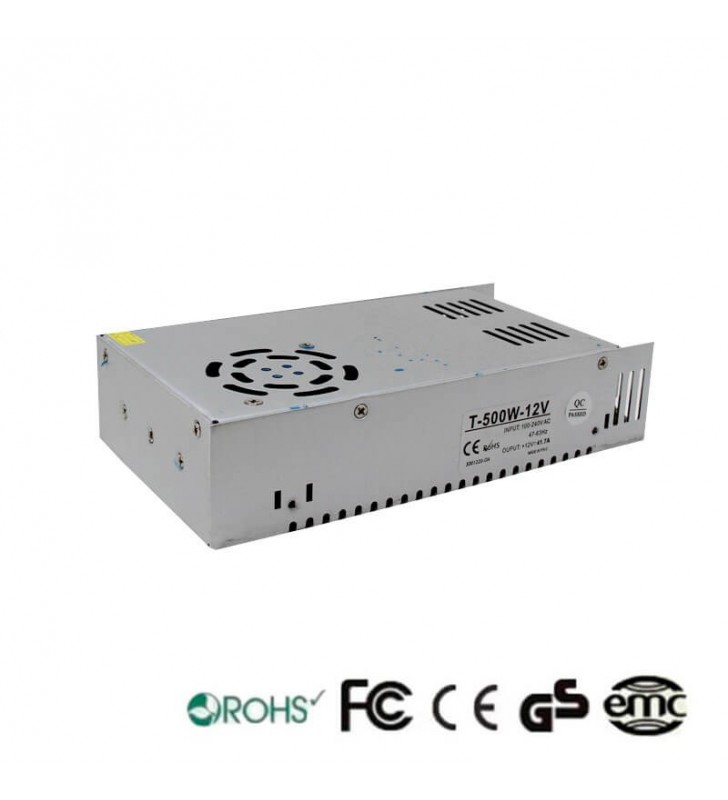 Alimentation 12V continu - 500W - 41.6A - IP20 - structure aluminium - référence 12v500w_1