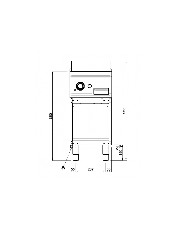 Plancha gaz - plaque rainurée en acier inox AISI 304 - 7 Kw - MBM_1