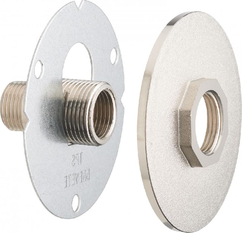 Platine Easyfix arrosage confort universel nickelé - Sortie femelle 1/2 (15x21) - Anti-arrachement et anti-rouille_1