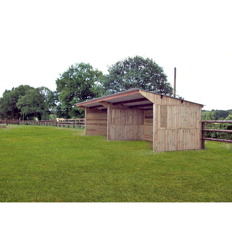 Abri de stockage / structure en bois / toiture en bacacier / bardage en bois / ancrage au sol avec platine / 12 x 3 x 2.95 m_1