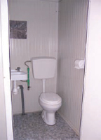 Bungalow de chantier / monobloc / sanitaire / aménagé / ossature en métal / parois en panneau sandwich / isolé / 2.42 x 1.18 m_1