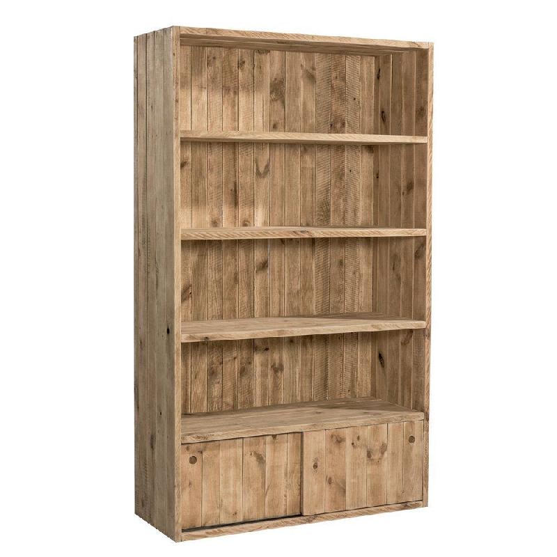 Buffet Westside 4 niveaux - Pin massif aspect vieilli - L119xP44xH200cm avec caisson bas 2 portes_1