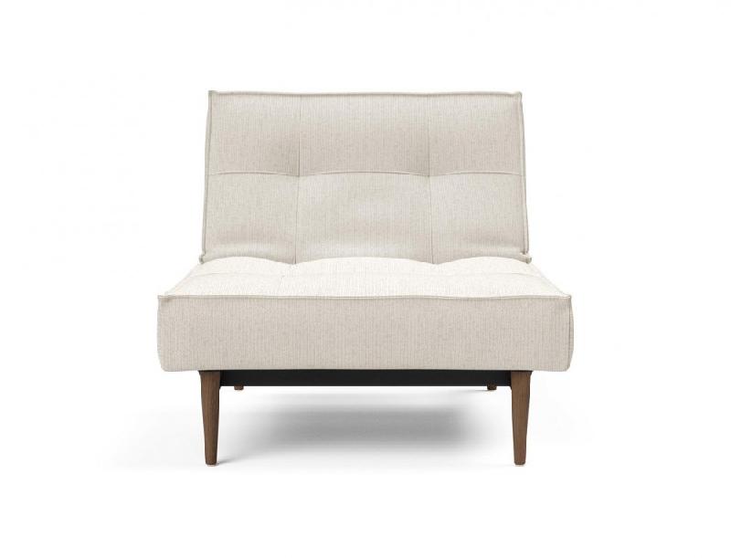 Innovation Living - Fauteuil Splitback Styletto Convertible Lit 90x115 cm - Pieds Fuseau Noyer - Tissu Bouclé Off White_1