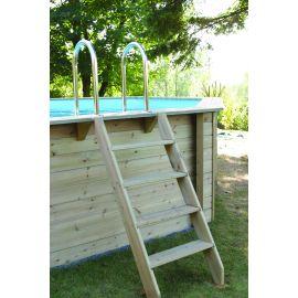 Piscine Azura 400x750 - H130cm - Kit complet Ubbink avec filtration, liner bleu ou beige et double margelle bois_1