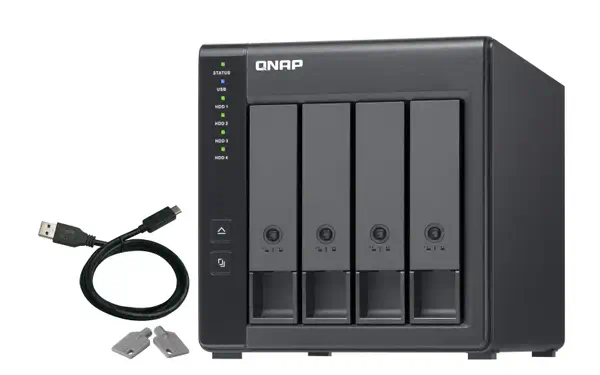 QNAP TR-004 Boîtier de disques de stockage Boîtier disque dur/SSD Noir 2.5/3.5