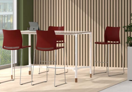 Tabouret Adela Traineau ALG0/4 - Assise et dossier PP - Pied traineau chromé - Empilable x4 - PROMO -30%_1