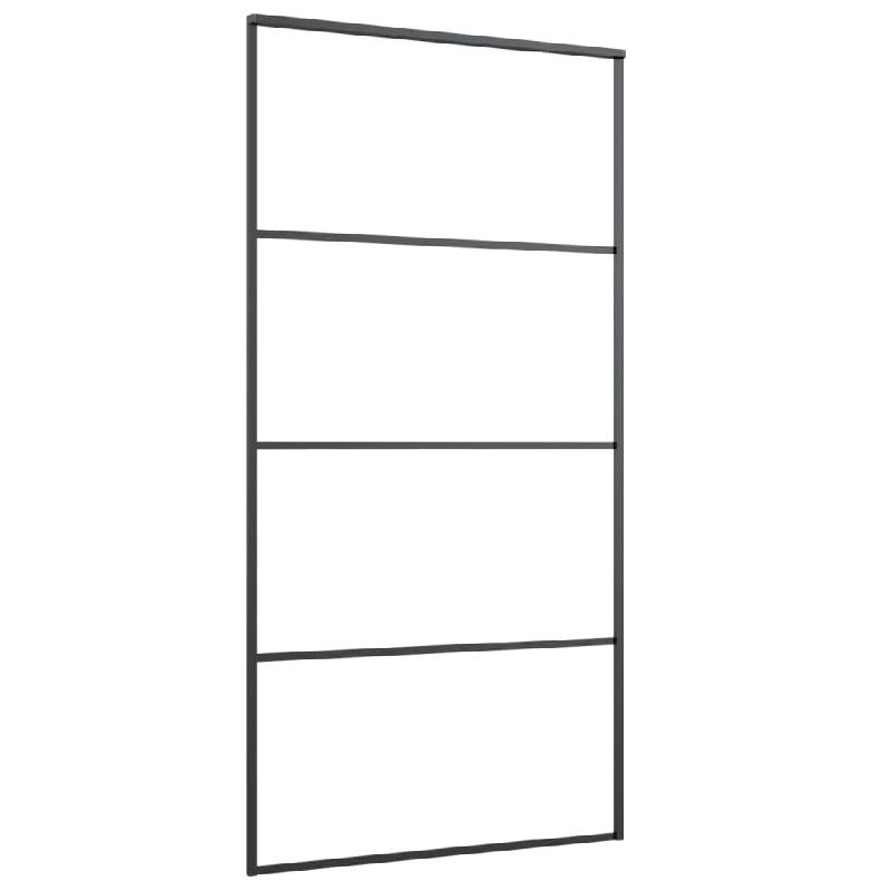 Vidaxl porte coulissante verre esg dépoli aluminium 102,5x205 cm noir 151663_1