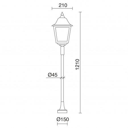 Borne classique décorative ROB IP43 - E27 - Blanc style rustique - Finition verre gelé - Hauteur totale 1210 mm - Disponible en blanc et noir_1