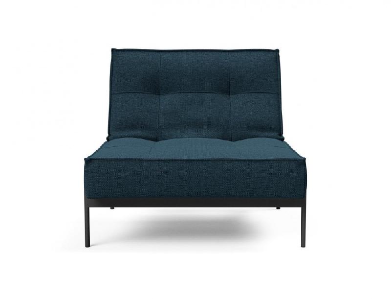 Fauteuil design convertible SPLITBACK - Innovation Living - Argus Navy Blue - Lit 90x115 cm - Pieds acier noir mat_1