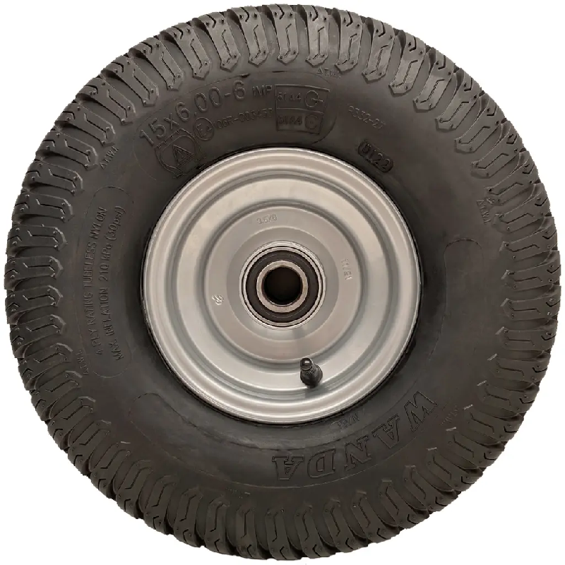 15x6.00-6 Grass Lawnmower Wheels 65mm Hub, Tyre on Rim 20mm Bearings (Set of 4)_1