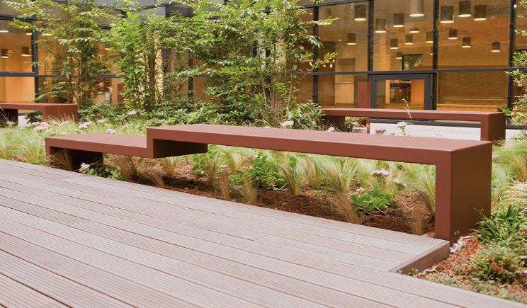 Banc public en métal - EUDALD II - très grande taille en acier corten_1