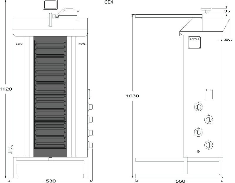 Machine à kebab électrique vitrocéramique CE4 POTIS_1