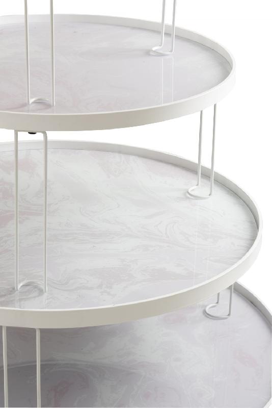 Set de 2 tables basses AVRA - Verre marbré blanc et métal noir - Style scandinave_1