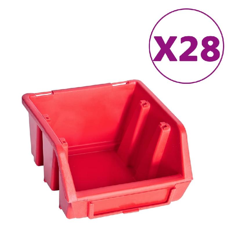 Vidaxl kit de bacs de stockage et panneaux muraux 141pcs rouge et noir 150814_1