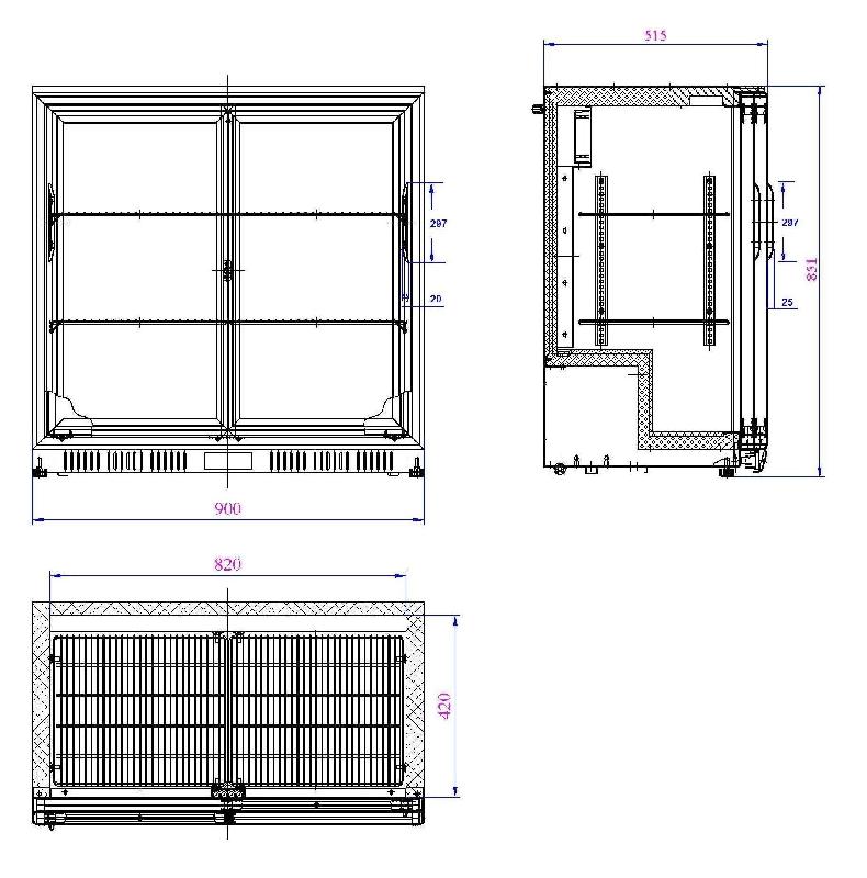 Arrière bar réfrigérée noir 2 portes coulisst l900 7527.0045 COMBISTEEL_1