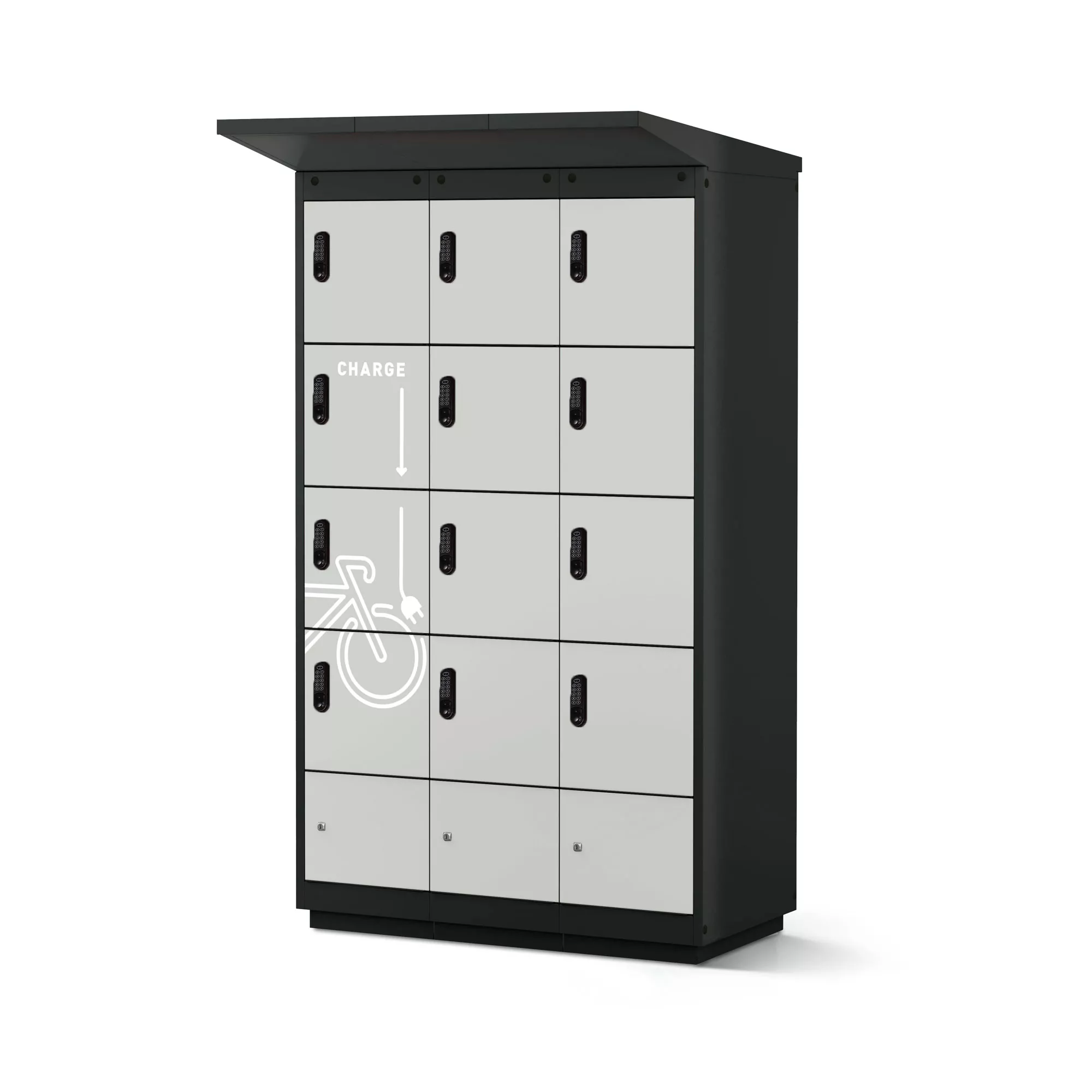 Borne de recharge pour vélos électriques - 12 compartiments avec serrure à code électronique_1