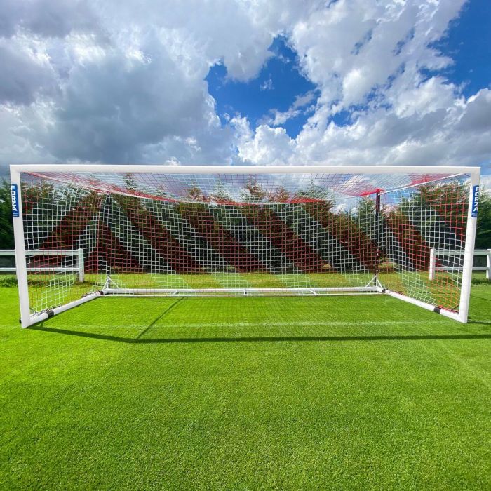 Filets pour Buts de Football aux Mâts Intégrés - Paire [11 Options à Rayures et en Couleur Seule] - Filets de Remplacement pour Buts de Football de Qualité Professionnelle_1