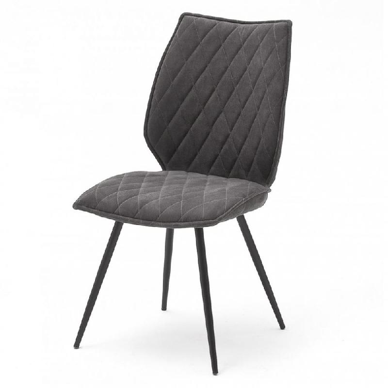 Lot de 2 chaises design NIME - tissu Toronto anthracite et pieds en métal laqué - style rétro et confort optimal_1