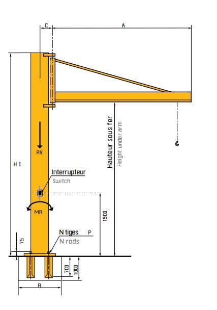 Potence à profil tubulaire - Fayat Entreprise T.P. - portée 2 à 8m - charge 125 à 1000 kg_1