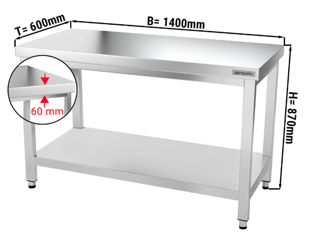 Tables Inox centrales Premium avec Etagère - P 600 mm | Ggm - 1400_1