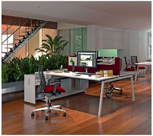 Cinetic - Bureau open space pour 4 personnes - Kollori - Plateau mélaminé double face - Piétement métallique en A_1