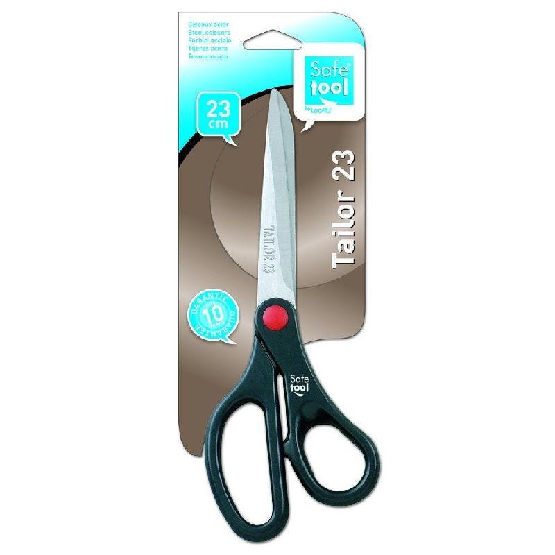 Ciseau tailleur 23cm - lame acier inox - anneaux asymétriques - couleur gris et noir_1