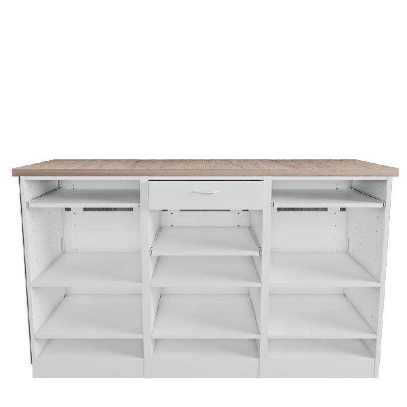 Comptoir Minimaliste DP finition bambou et blanc L172xP58xH100cm_1
