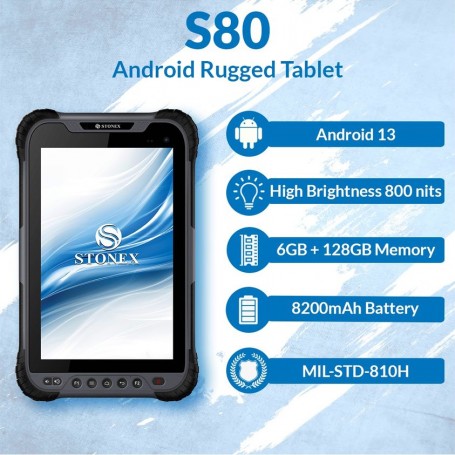 Tablette contrôleur de terrain robuste, précise et résistante idéale pour les professionnels - S80 - STONEX 8 
