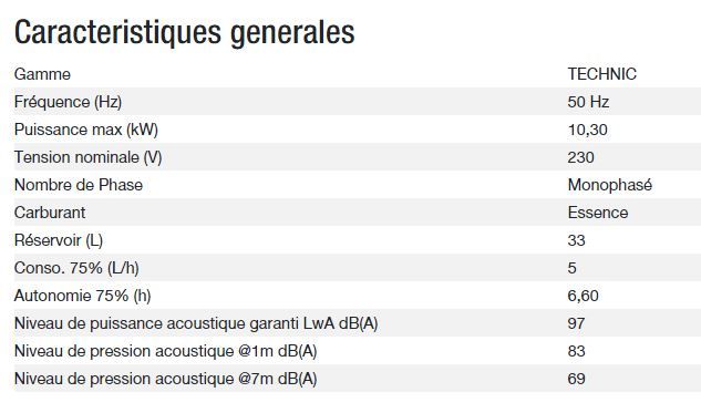 Technic 10000 E AVR - Groupe électrogène Kohler - Monophasé - Puissance max 10,30 kW - 50 Hz_1