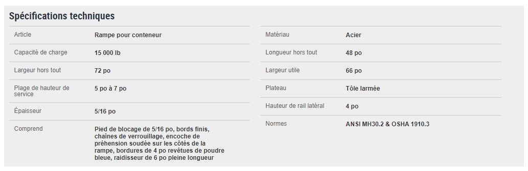 WWG20G256 - Rampe d'accès pour conteneur - Grainger Canada - capacité 15 000 lb - dimensions 48 x 72 po - Bluff_1