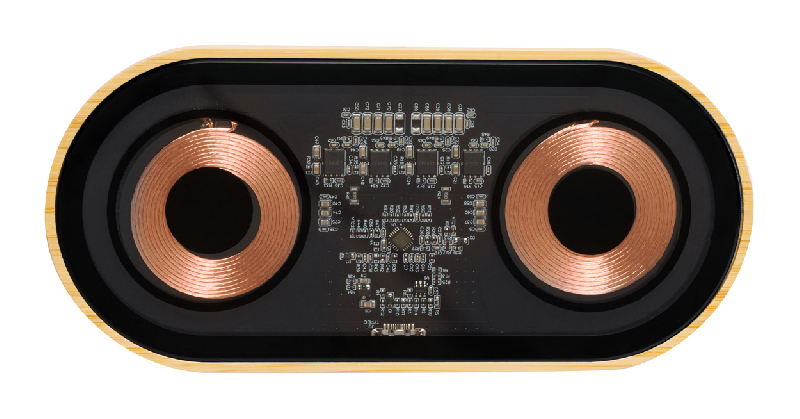 Chargeur sans fil transparent - rapide 15W avec double bobine - bambou et boîtier en plastique transparent_1