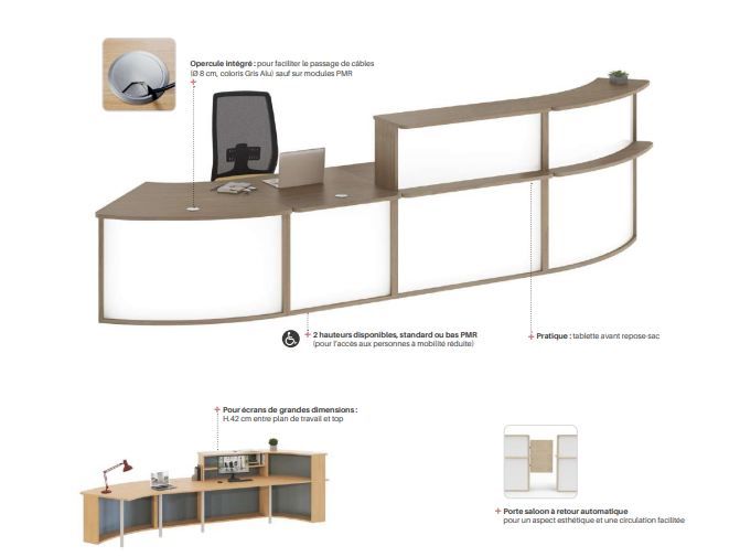 Banque d'accueil personnalisable avec éclairage LED - Gamme ÉLÉGANCE - Structure mélaminée haute qualité_1